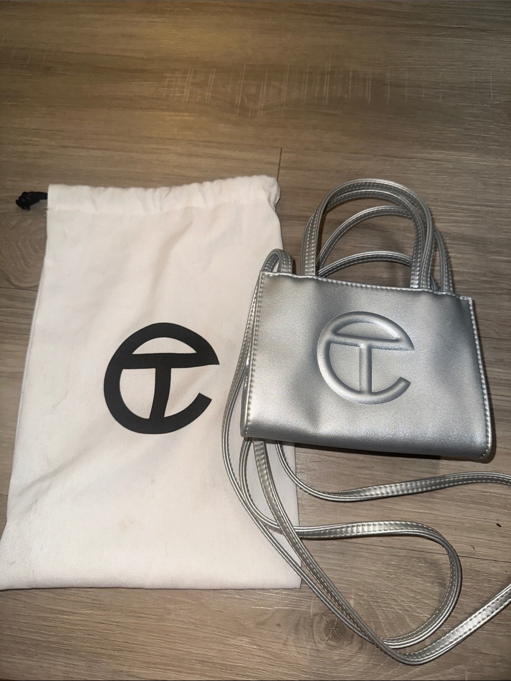 Telfar Silver Mini Shopping Bag Crossbody